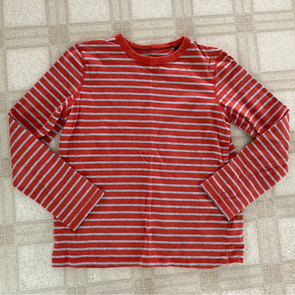 Boden Striped Red and Gray Kids Shirt XL 13 14